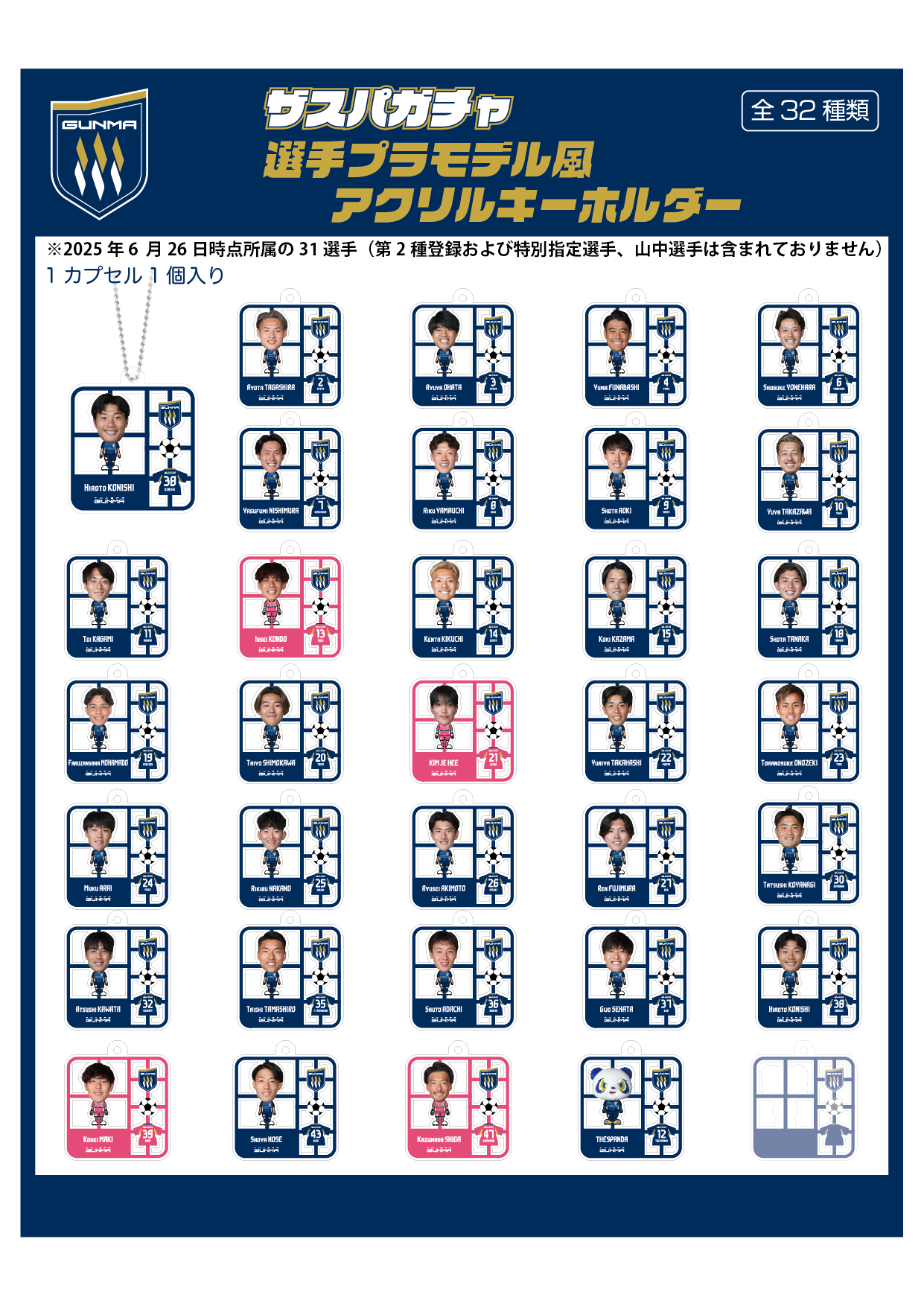 選手プラモデル風アクリルキーホルダー【ザスパオンラインガチャ】