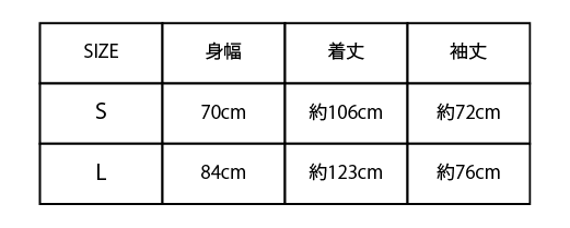 レインポンチョサイズ表